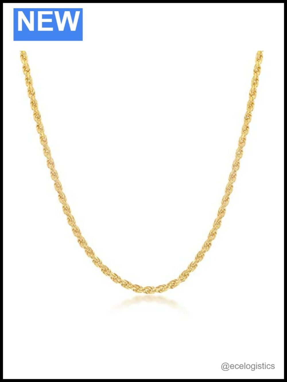 Rope Chain Necklace | Sterling Silver 18K Gold or Rhodium Plated Italian